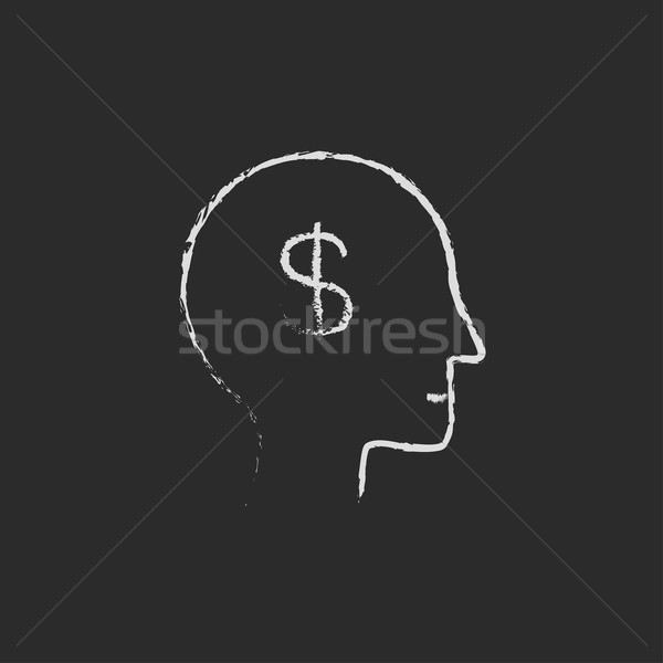 Head with dollar symbol icon drawn in chalk. Stock photo © RAStudio