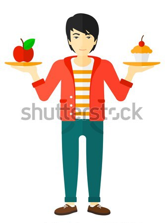 Homme pomme gâteau asian mains choix [[stock_photo]] © RAStudio