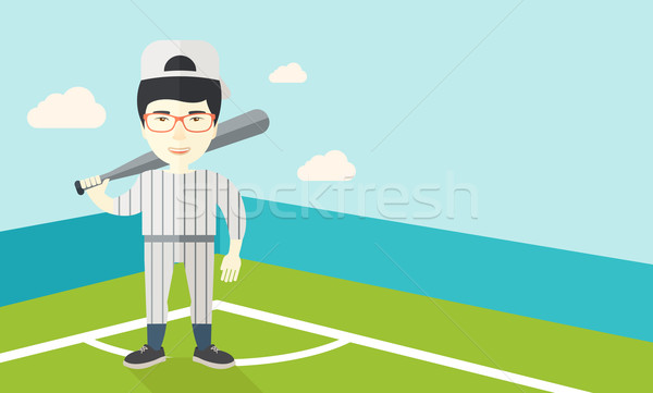 Giocatore di baseball campo asian piedi bat vettore Foto d'archivio © RAStudio