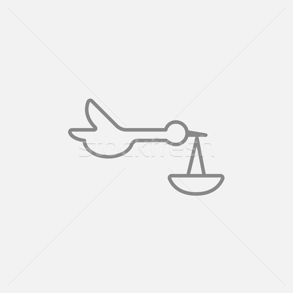 Baby basket with stork line icon. Stock photo © RAStudio