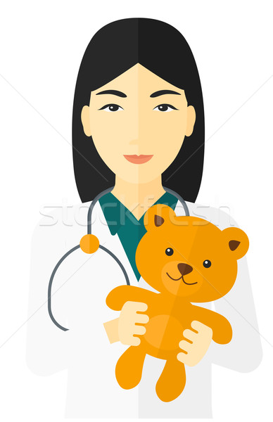 Kinderarzt halten Teddybär asian Stethoskop Vektor Stock foto © RAStudio