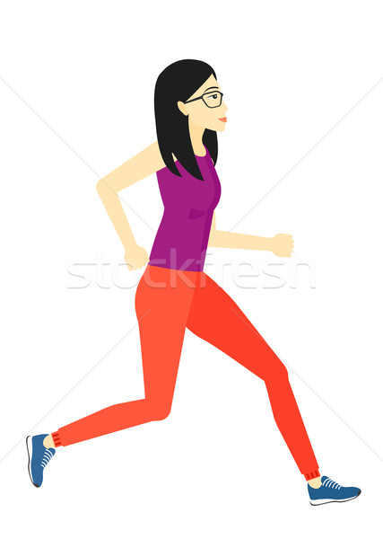 Foto d'archivio: Donna · jogging · asian · vettore · design · illustrazione