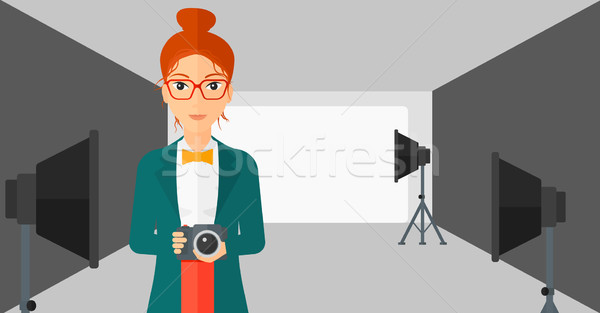 Souriant photographe caméra femme photo [[stock_photo]] © RAStudio