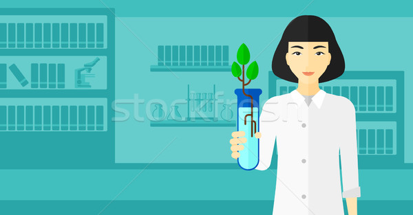 Labor Assistent Reagenzglas asian halten zunehmend Stock foto © RAStudio