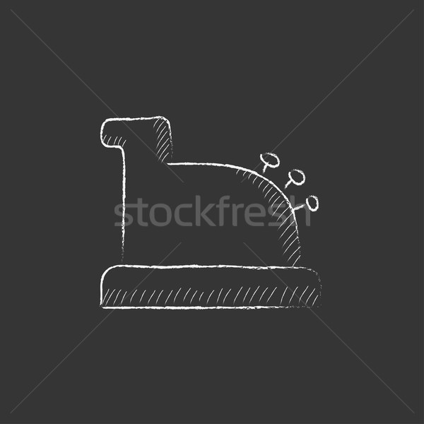 Registrierkasse Maschine gezeichnet Kreide Symbol Hand gezeichnet Stock foto © RAStudio