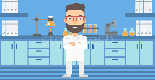 Férfi laboratórium asszisztens hipszter férfi szakáll Stock fotó © RAStudio