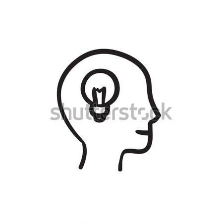 Human head with idea sketch icon. Stock photo © RAStudio