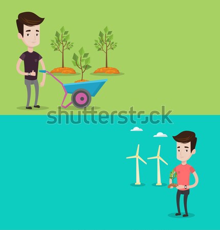 Man plants tree vector illustration. Stock photo © RAStudio