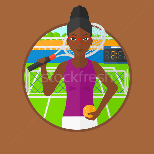 Kobiet stałego kort tenisowy rakieta tenisowa Zdjęcia stock © RAStudio