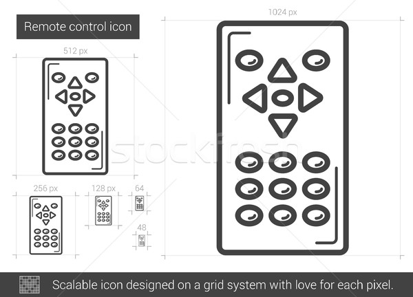 Foto stock: Control · remoto · línea · icono · vector · aislado · blanco