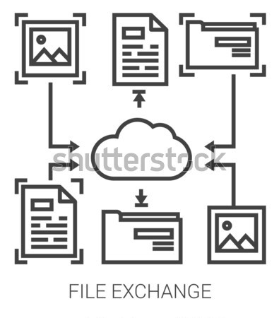 Stock fotó: Akta · csere · vonal · infografika · metafora · ikonok