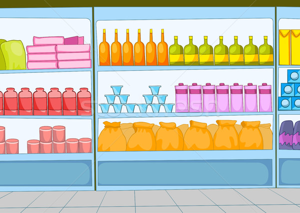 Cartoon supermarket wnętrza kolorowy sklep spożywczy Zdjęcia stock © RAStudio