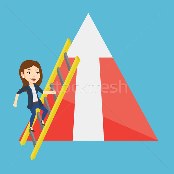 Business woman climbing on mountain. Stock photo © RAStudio