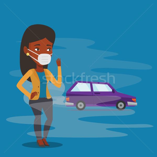 Powietrza zanieczyszczenia pojazd wyczerpać kobieta stałego Zdjęcia stock © RAStudio