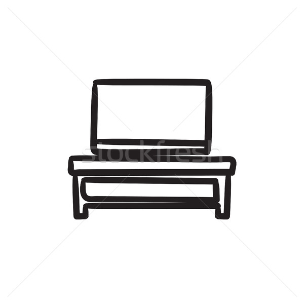 Flat screen tv on modern stand sketch icon. Stock photo © RAStudio