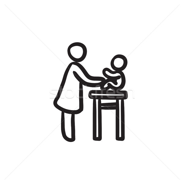 Woman taking care of baby sketch icon. Stock photo © RAStudio