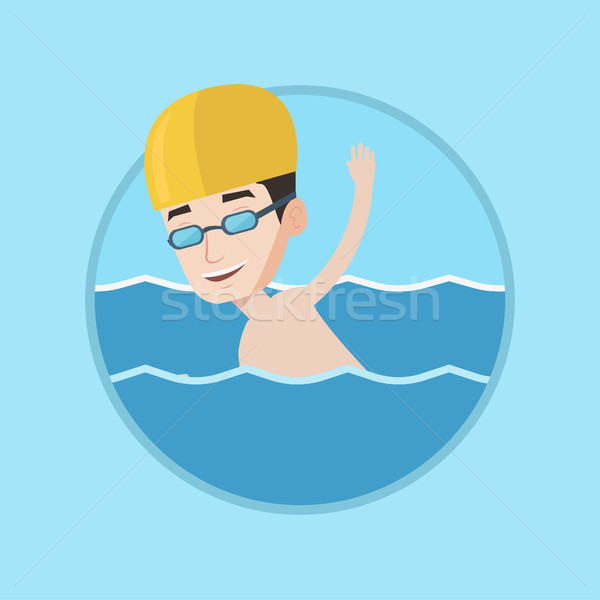 Homem natação boné óculos Foto stock © RAStudio