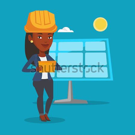 Weiblichen Arbeitnehmer Anlage african Ingenieur Stock foto © RAStudio