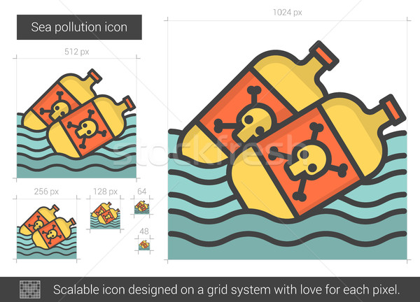 Stock photo: Sea pollution line icon.