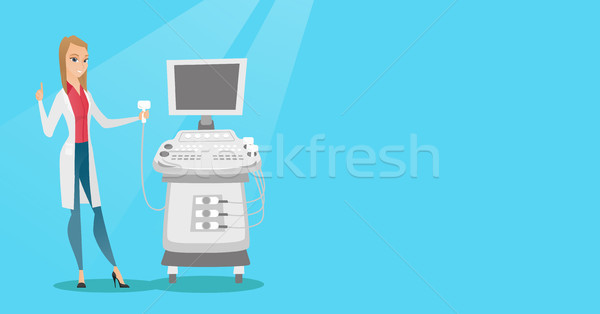 Stock photo: Young ultrasound doctor vector illustration.