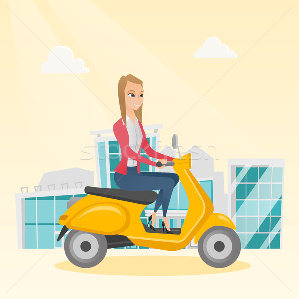 Young caucasian woman riding a scooter. Stock photo © RAStudio