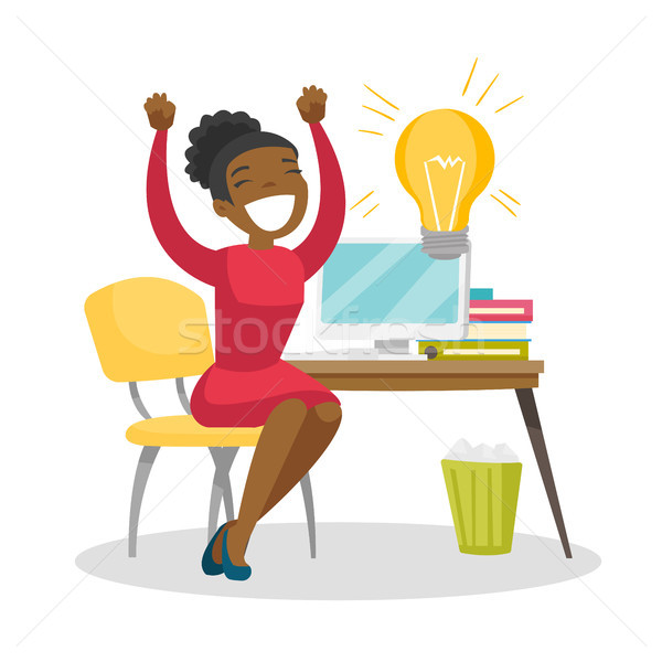 Foto stock: Mujer · de · trabajo · portátil · nuevos · negocios · idea