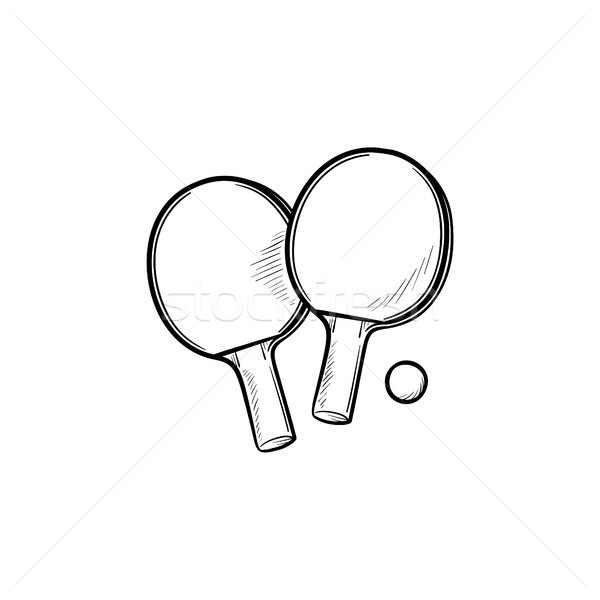 Piłka gryzmolić ikona tenis stołowy Zdjęcia stock © RAStudio