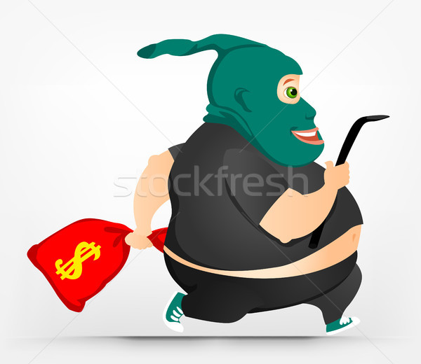 Heiter mollig Mann Zeichentrickfigur Dieb eps Stock foto © RAStudio