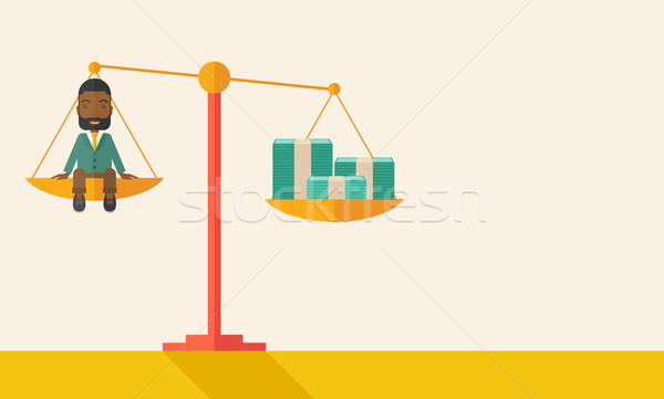 Afircan Businessman on a balance scale Stock photo © RAStudio