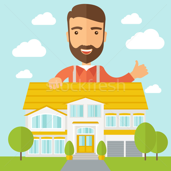 Man at the back of house structure plan Stock photo © RAStudio