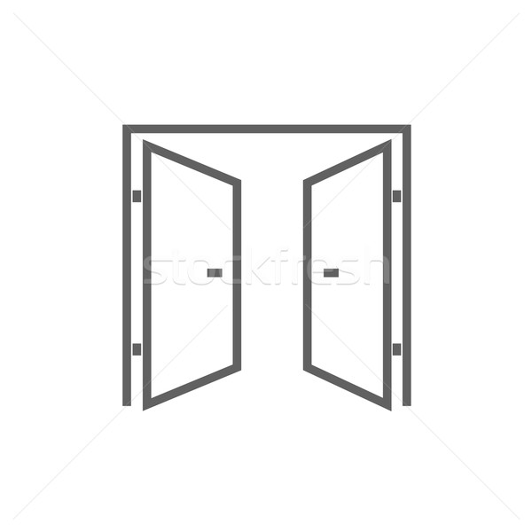 Stockfoto: Open · deuren · lijn · icon · hoeken · web