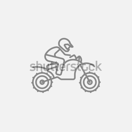 Man riding motocross bike line icon. Stock photo © RAStudio
