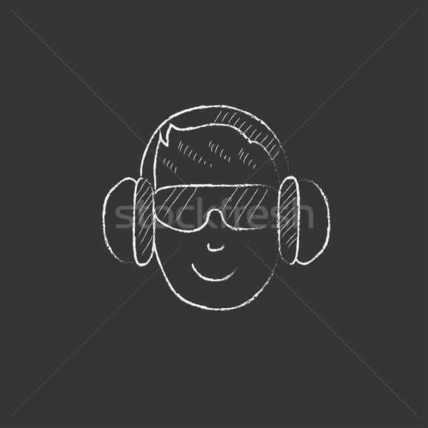 Man in headphones. Drawn in chalk icon. Stock photo © RAStudio