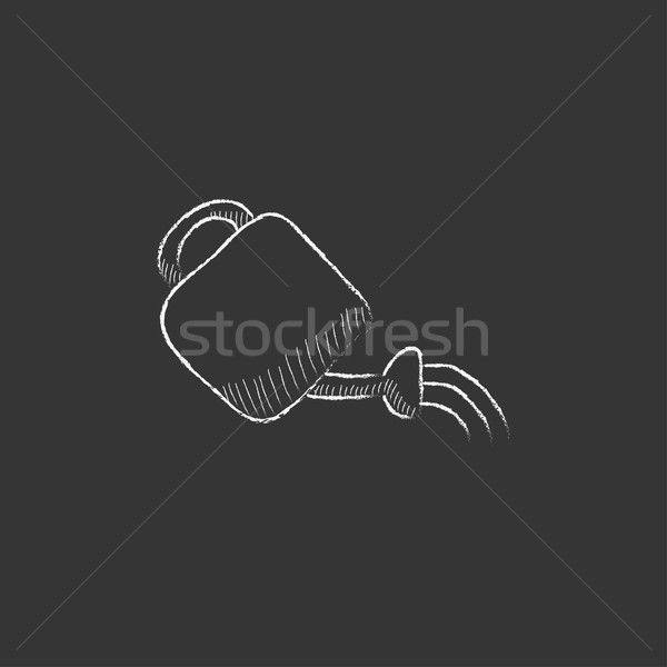 Locsolókanna rajzolt kréta ikon kézzel rajzolt vektor Stock fotó © RAStudio