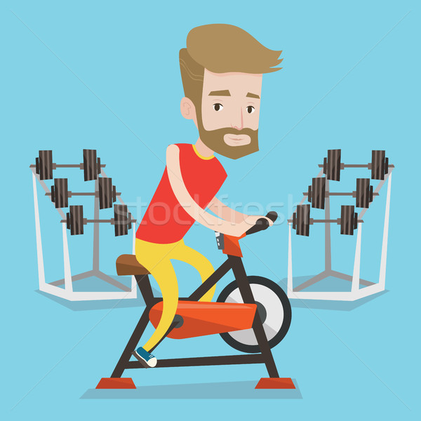 Mann Reiten feststehend Fahrrad Hipster Bart Stock foto © RAStudio