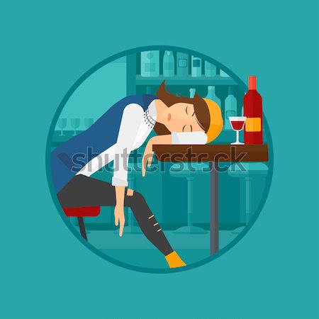 Drunk woman sleeping in bar vector illustration. Stock photo © RAStudio