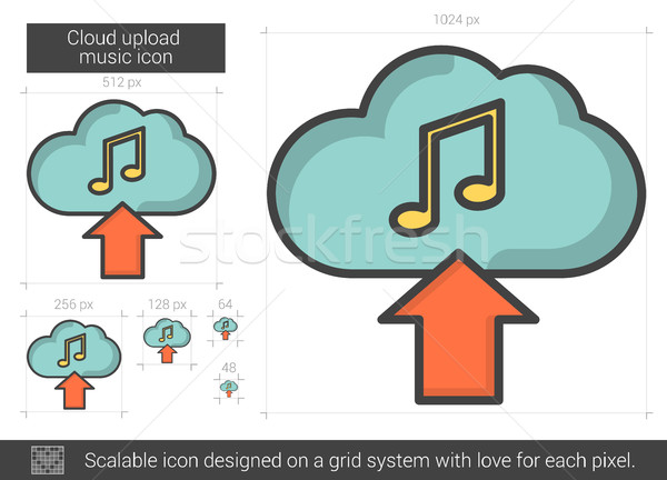 Cloud upload music line icon. Stock photo © RAStudio