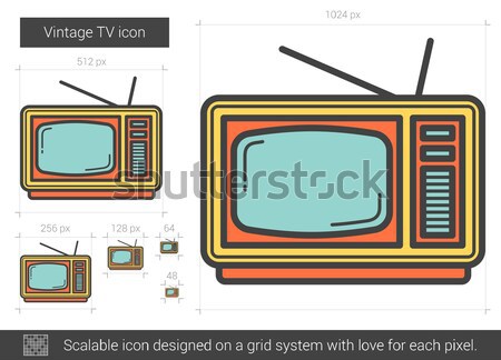 Vintage TV line icon. Stock photo © RAStudio