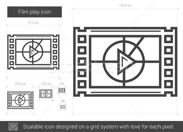 Film grać line ikona wektora odizolowany Zdjęcia stock © RAStudio