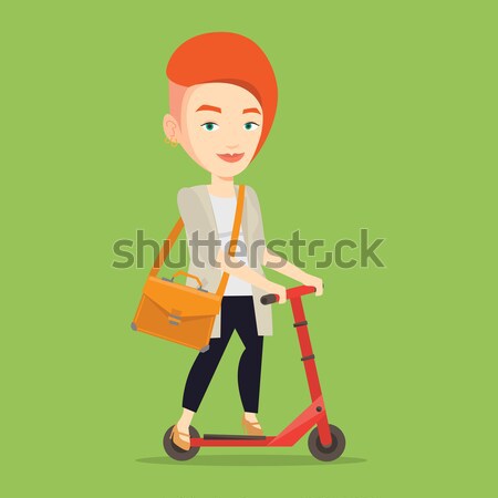 Stock fotó: Nő · lovaglás · rúgás · moped · kaukázusi · üzletasszony