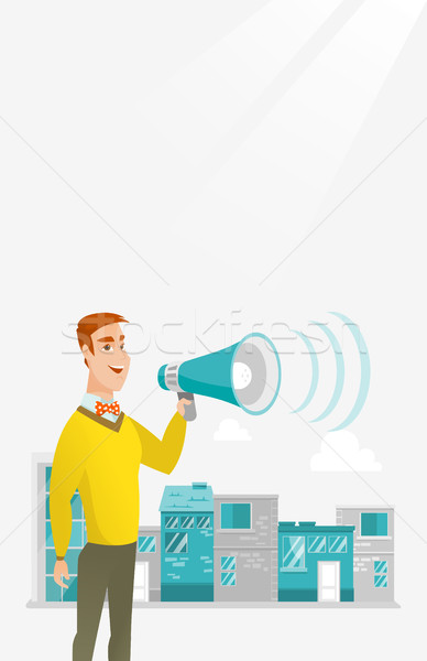 Businessman making public announcement. Stock photo © RAStudio