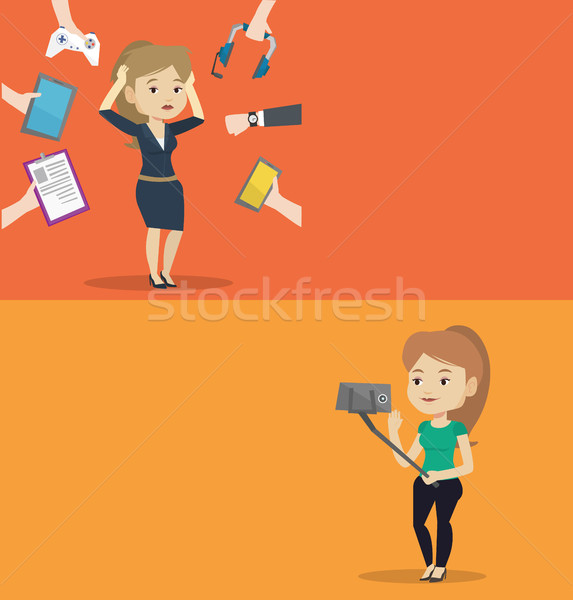 Stock photo: Two technology banners with space for text.