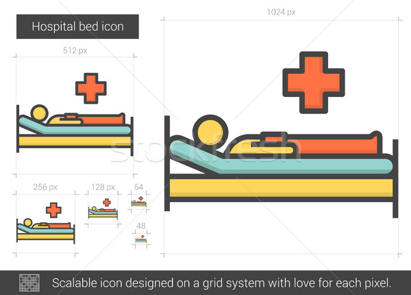 Stock photo: Hospital bed line icon.