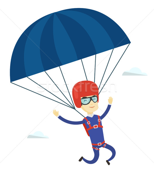 Jóvenes feliz hombre vuelo paracaídas Asia Foto stock © RAStudio