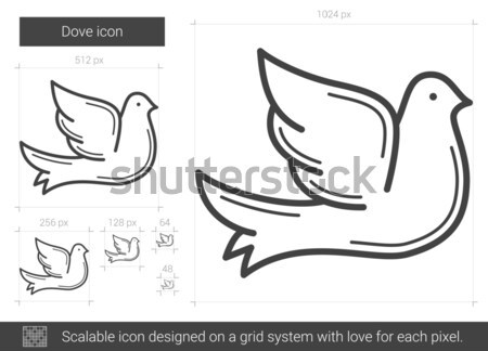 Stockfoto: Duif · lijn · icon · vector · geïsoleerd · witte