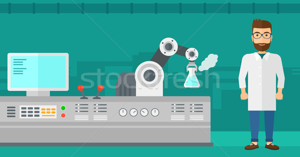 Scientist and robotic arm conducting experiments. Stock photo © RAStudio