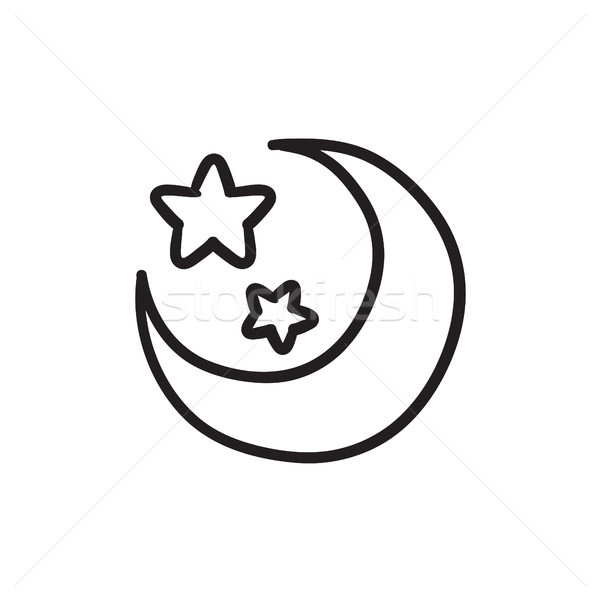 Moon and stars sketch icon. Stock photo © RAStudio