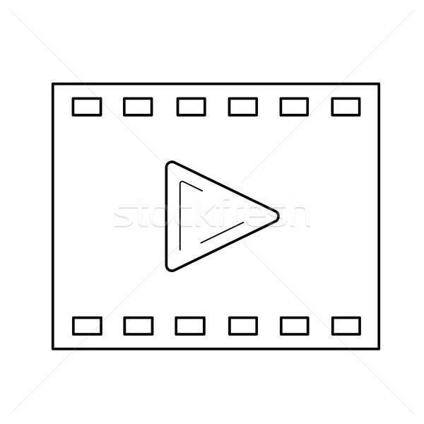 Foto stock: Cinema · linha · ícone · vetor · isolado · branco