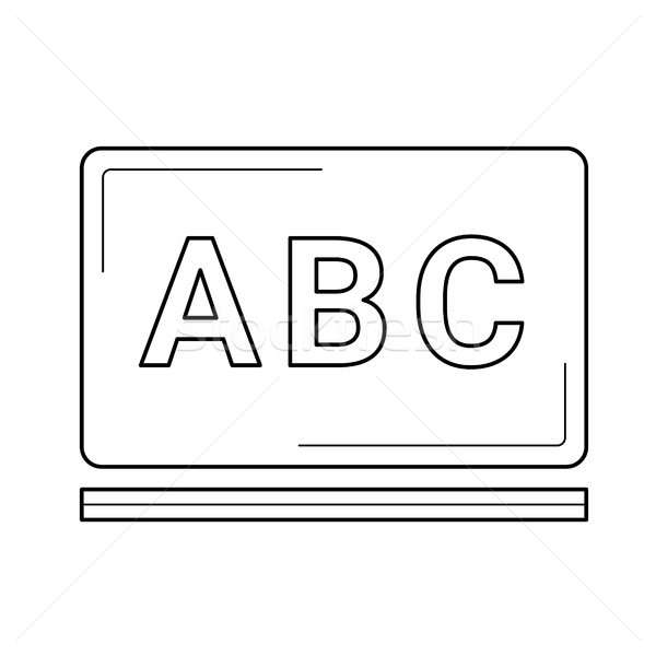 Chalkboard with abc letters vector line icon. Stock photo © RAStudio