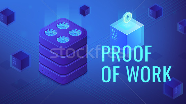 Isometric blockchain proof of work vector illustration. Stock photo © RAStudio